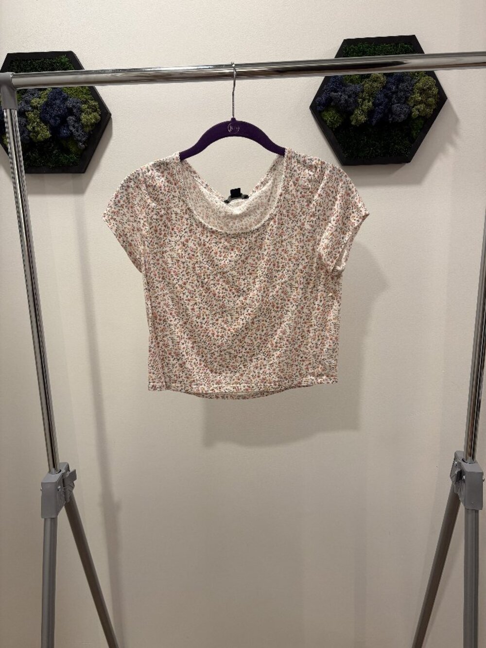 White Baby Tee with Pink Florals